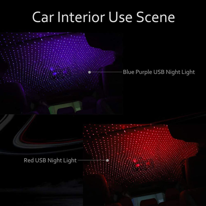 Car LED Starry Sky Night Light USB Powered Galaxy Star Projector Lamp For Car Roof Room Ceiling Decor Plug And Play